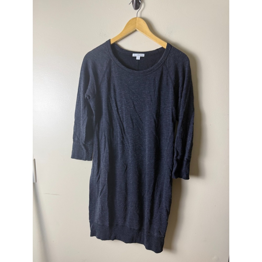 Standard James Perse Dress Womens 3 Draped Top Mini Stretch Long Sleeve Black